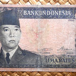 Indonesia 500 rupias 1960 (164x82mm) pk. 87c anverso
