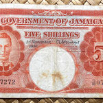 Jamaica 5 shillings 1940 anverso