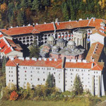 vista aérea de la fortificación del Monasterio de Rila