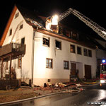 Drehleiter der Feuerwehr Tuttlingen an der Einsatzstelle