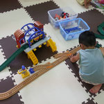 playing with the train set