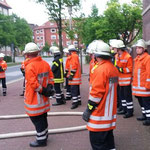 Erste Versuche mit Strahlrohren © Freiwillige Feuerwehr Cuxhaven-Duhnen