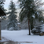 vu du pigeonnier la neige dans le Lot