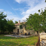 le jardin avec la piscine 