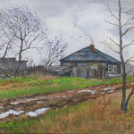 2013, Jesień na wsi, olej na płótnie lnianym, 30 x 40 cm.