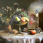 1997, martwa natura, olej na płótnie, 40 x 50 cm, Gdańsk- Osowa.