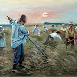 2011, Żniwa, olej na płótnie, 25 / 38 cm.