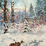 2012, Zima w lesie 2, olej na płótnie, 31 x 40 cm.