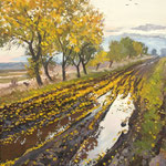 2014, Listopad, November,十一月, olej na płótnie lnianym, 30 x 40 cm. 秋