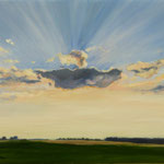 2017, Słońce za chmurami, sun behind the clouds, olej na  płótnie lnianym, 33,5 x 43,5 cm.