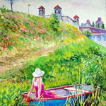 2009, Słoneczna kąpiel, olej na płótnie, 30 x 40 cm.