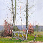 2016, Grudzień na wsi, December auf dem Land, olej, karton, 30 x 40 cm.