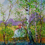 2011, Rozmyslania, olej na płótnie, 30 x 40 cm. 夏