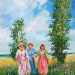 2010, Przyjaciółki. olej na płótnie, 30 x 40 cm.