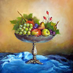 2007, Martwa natura z owocami, olej na płótnie, 40 x 50 cm.