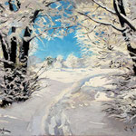 2015, Zima w lesie, Winter im Wald, olej na sklejce, 30 x 40 cm.