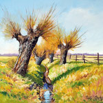 2011, wierzby, olej na płycie 30 x 31 cm.