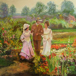 2009, Spacer w ogrodzie Noce i dnie, olej na płótnie, 77 x 95 cm.