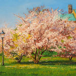 2012, Frühling in Magdeburg II, Spring, wiosna,  Öl auf Leinen, 30 x 40 cm.