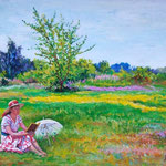 2009, Relaks, olej na płótnie, 34 x 47 cm.