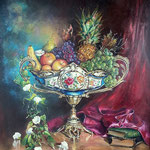 2002, Martwa natura z owocami, olej na płótnie, 50 x 60 cm.