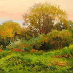 2014, Łąka, Wiese, Meadow, olej na sklejce, 27 x 37 cm.