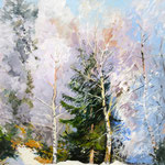 2017, Zima w lesie, Winter im Wald, olej na płótnie lnianym, 24 x 30 cm.