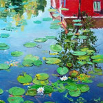 2009, Nenufary, olej na płótnie, 30 x 40 cm. Wasserrosen,