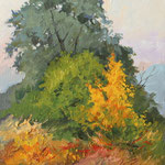 2019, Barwy jesieni, Herbstfarben, olej na sklejce, 20 x 30 cm.