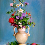 Kwiaty w wazonie, olej na płótnie, 50 x 60 cm.