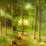 1996, Las w okolicach Kielna, olej na płótnie, 50 / 60 cm.