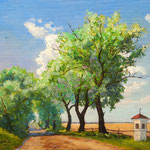 2013, Lato na wsi, olej na sklejce, 30 x 40 cm. Sommer auf dem Land