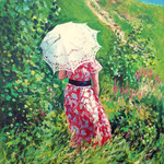 2009, Letni spacer, olej na płótnie, 30 x 40 cm.