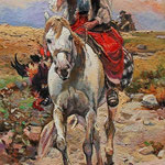 2015, Konno na jarmark, olej na płótnie, 32 x 70 cm.