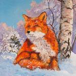 2012, Lis,  狐狸, fox, лиса, olej na płótnie, 40 x 50 cm.