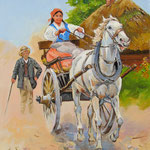 2011, Wesoła jazda, olej na płótnie, 30 x 40 cm.