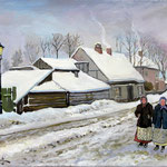 2026, Zimowy spacer, olej na płótnie, 30 / 40 cm.