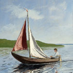2023, Dawna żaglówka, olej na płótnie, 30 / 40 cm.