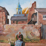 2013, Dawniej w Sieradzu, olej na sklejce, 30 x 40 cm.