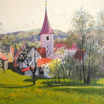 2014, Wiosna, Frühling, Olej na desce, 22 x 28,5 cm. 