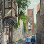 2019, Rozmowa, small talk, olej na płótnie lnianym, 45 x 65 cm.