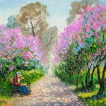 2010, Alejka bzów, olej na płótnie, 35 x 45 cm.