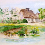 1971, Wiosna na wsi, akwarela, 13 / 18 cm.