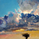 2012, Słońce za chmurami, Sun behind the clouds, olej na płótnie, 30 x 40 cm.