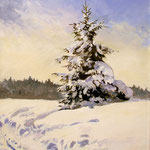 2016, Śnieg, Schnee, Snow, olej, płótno na płycie, 30 x 40 cm