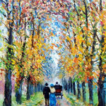 2009, Jesienny spacer, Herbstspaziergang, olej na płótnie, 30 x 40 cm.