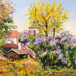 2012, Wiosna w Magdeburgu, Spring, Frühling, olej na płótnie, 30 x 40 cm.