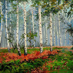 2013, Brzezina, Birch forest, olej na płótnie lnianym, 30 x 40 cm.