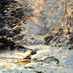 2012, Zima w lesie, olej na płótnie, 30 x 40 cm. Winter in the forest, 冬季森林