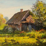 2013, Stara wiejska chata, olej na płótnie, 30 / 40 cm.